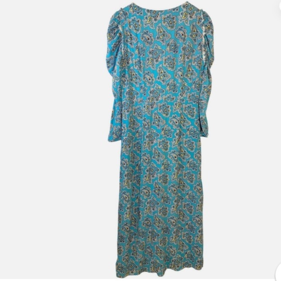 J.Crew Paisley Puff Sleeve Button Front Long Dress 6 Girly Boho Prairie Romantic - Picture 8 of 8